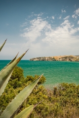 Blick vom Trabucco „Mimì“ zum Campingplatz San Nicola bei Peschici